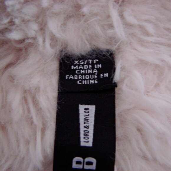 Faux Fur Vest Sherpa Tan Cream Open Front Design Lab Lord & Taylor Size XS - Picture 5 of 12